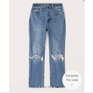 Abercrombie & Fitch Curve Love Ultra High Rise Ankle Straight Jeans medium wash